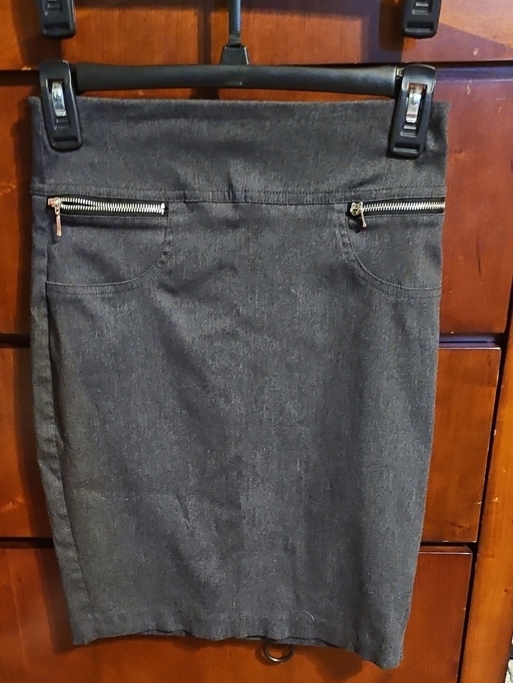 1 Joe Benbasset Dark Gray Pencil Skirt with Zip Pocket Accents